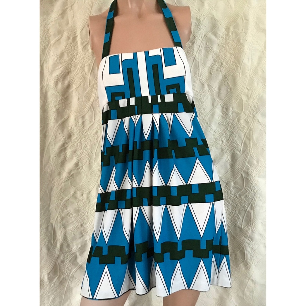 Tibi Graphic Print Halter Dress Sun Dress S